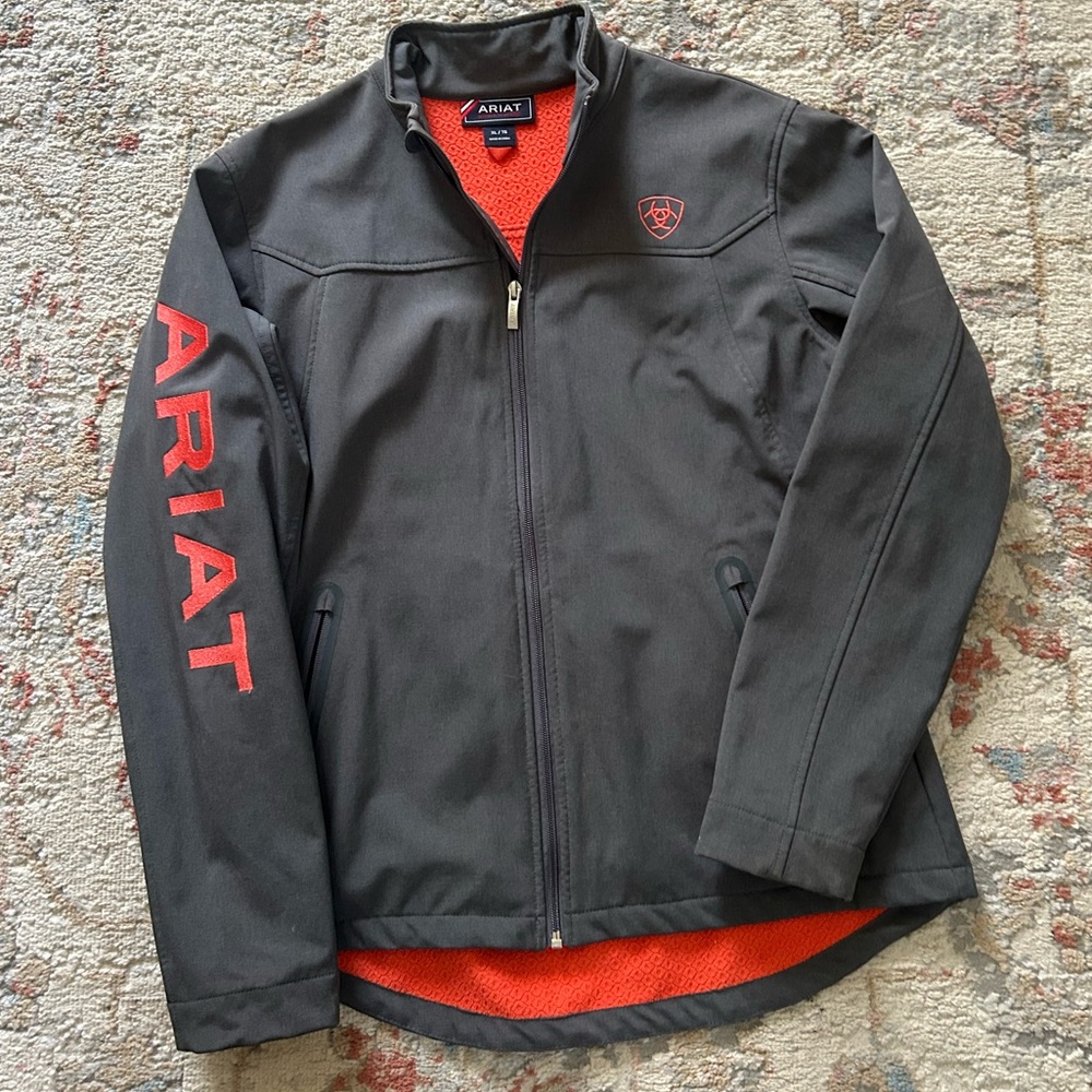 Ladies’ Ariat Softshell Full Zip Grey/Coral